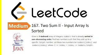LeetCode Problem 167 Two Sum II - Input Array Is Sorted Java Solution