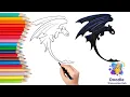 How to draw Toothless from How to Train Your Dragon and Coloring Page Step-by-Step Easy Tutorial