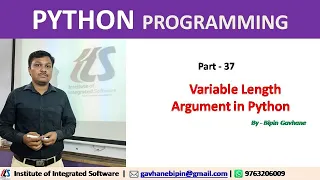 Part - 37 Variable Length Arguments in Python Hindi Language