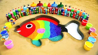 How to Make Rainbow Fish with Orbeez, Big Monster, Fanta, Mtn Dew, Coca Cola vs Mentos