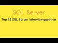 Top 25 SQL Server Interview question in Hindi
