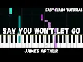 James Arthur - Say You Won't Let Go (Easy Piano Tutorial)