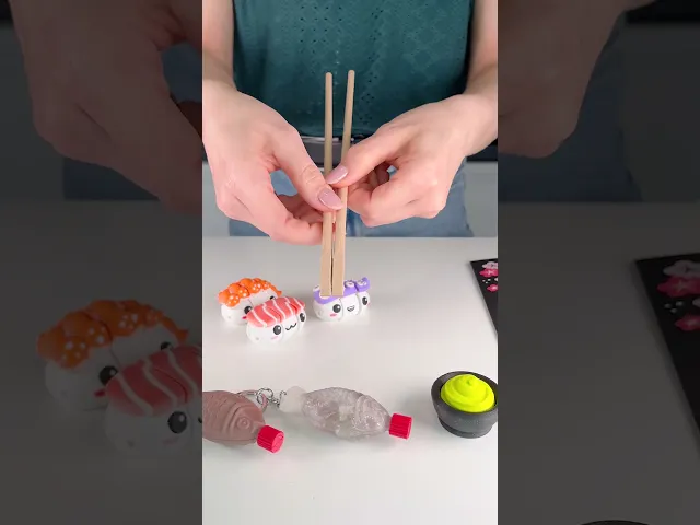Cute Flexi Sushi Nigiri Salmon, Fun Keychain Toy, Sushi Collection video thumbnail