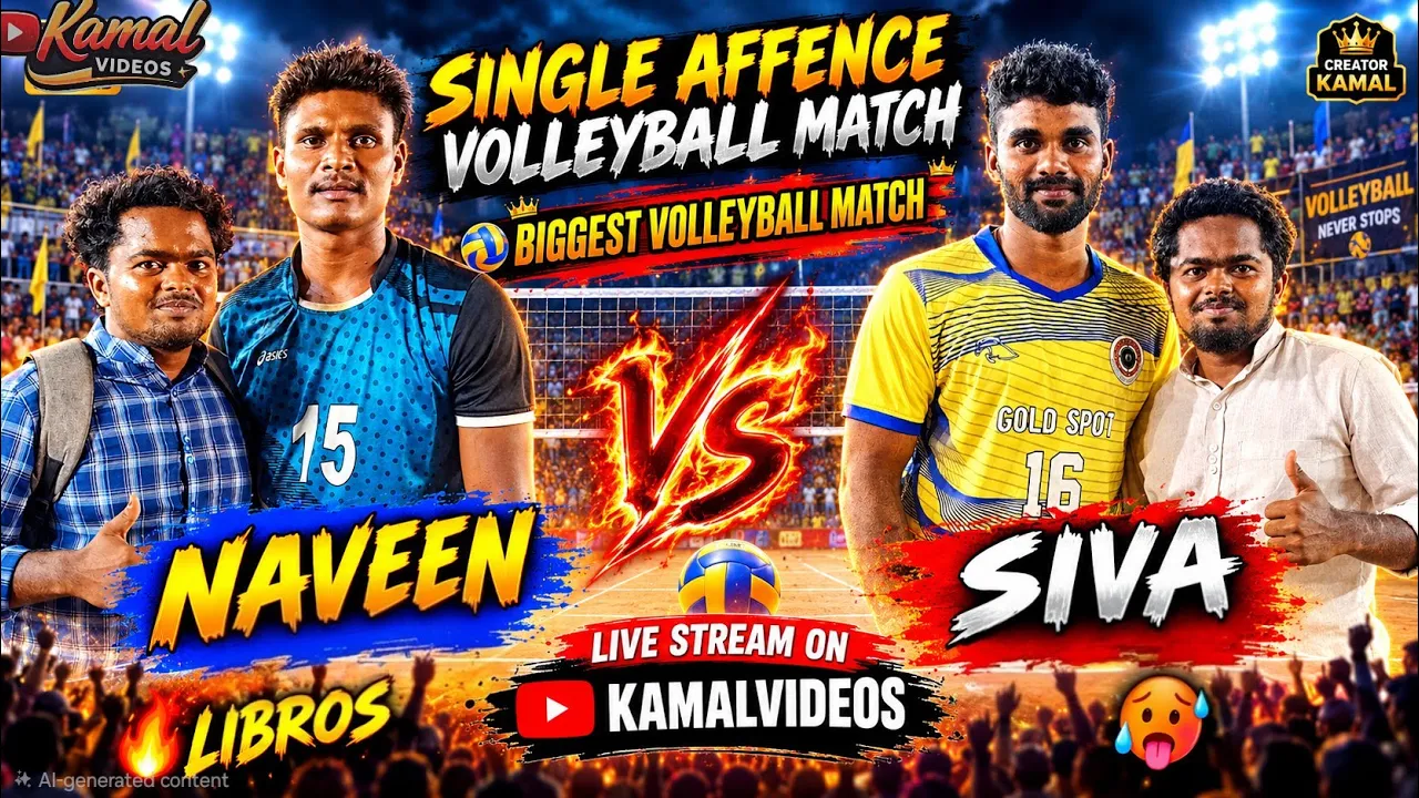 Single Affence Volleyball Match | Naveen 🆚️ Siva | Live Stream | #kamalvideos | Full action match |