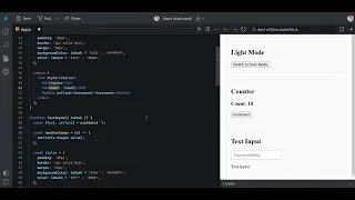 React useState Tutorial Dark Mode Counter Text Input in One App