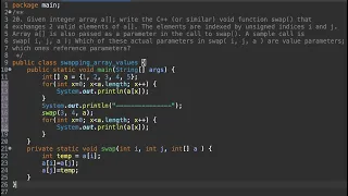 Given integer array a write the void function swap that exchanges 2 val
