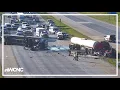 Serious crash shuts down I-485 in Charlotte 1 person airlifted