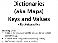 Racket Practice Intro to Maps associating keys and values
