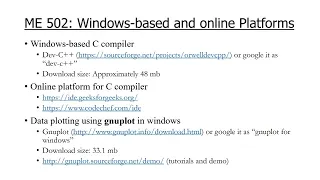 ME 502 Windows-based and online C compiler plotting with gnuplot