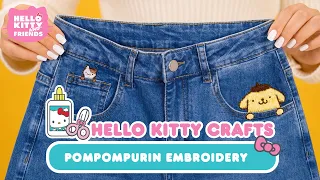 Pompompurin and Muffin Embroided Jeans | Hello Kitty Crafts