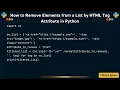 How to Remove Elements from a List by HTML Tag Attribute in Python