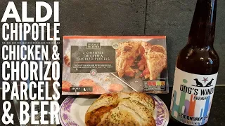 Aldi Chipotle Chicken Chorizo Parcels With Dog s Window LemonDrop Lager