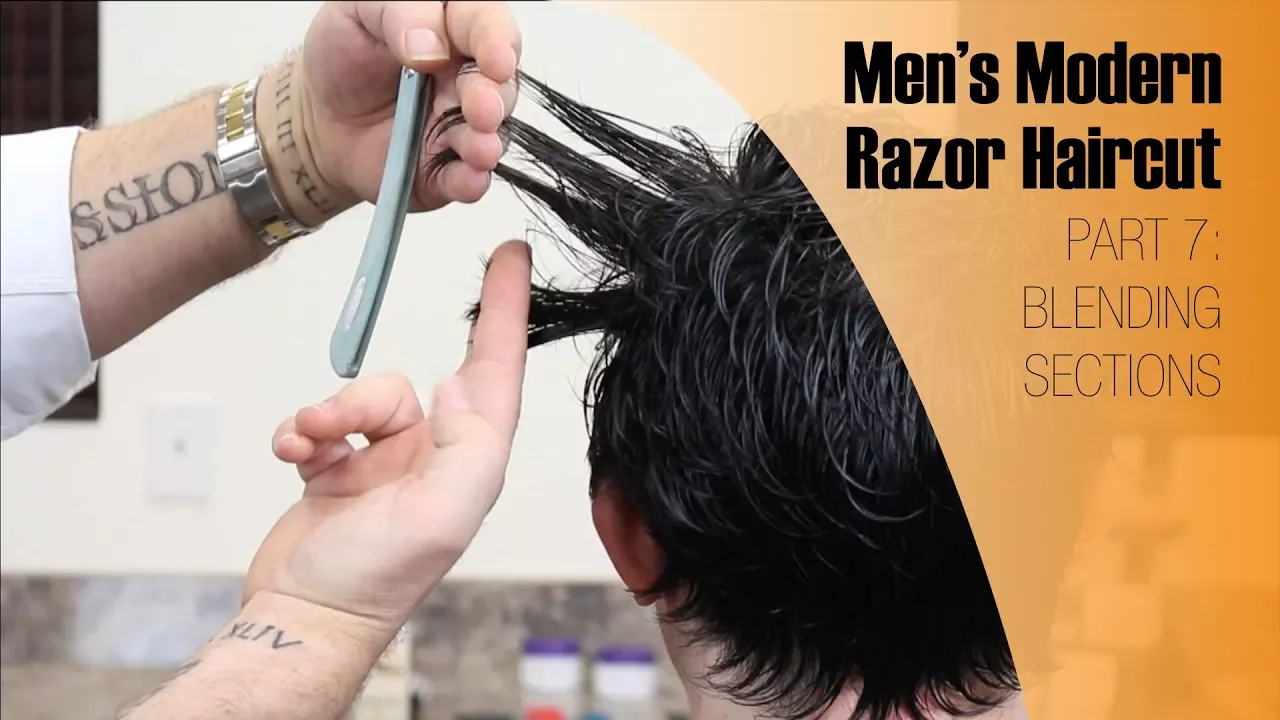 Part 7 - Men's Modern Razor Haircut - Blending Sections - Erik Lander