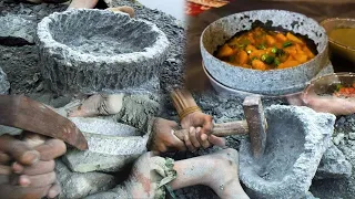 من الألف إلى الياء  شاهد كيف يتم صناعة هذا الإناء من الحجر دندنها