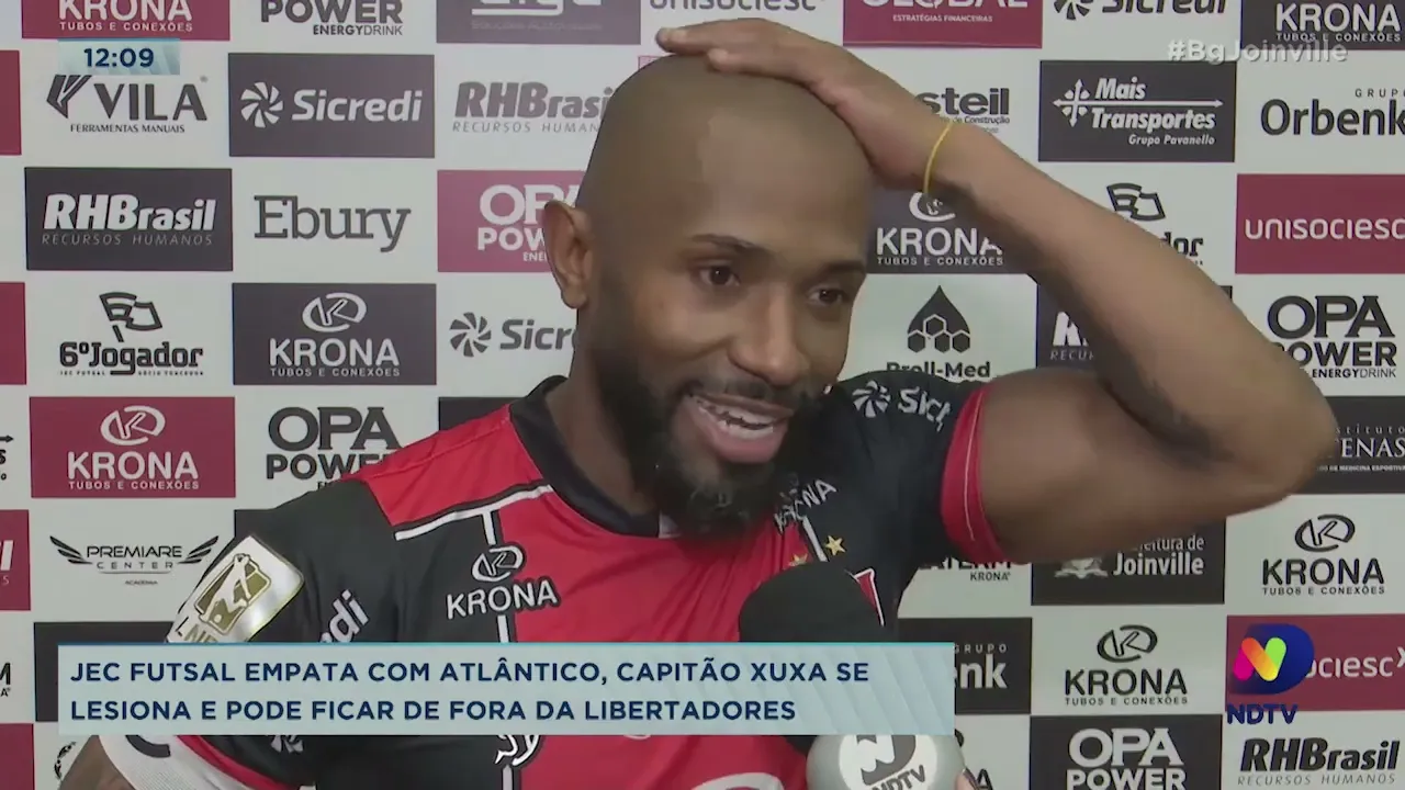 JEC Futsal empata com Atlântico, capitão Xuxa se lesiona e pode ficar de fora da Libertadores