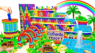 ASMR Video - Build The Big Colorful Water Slide From Rooftop To Infinity Swimming Pool For Catfish