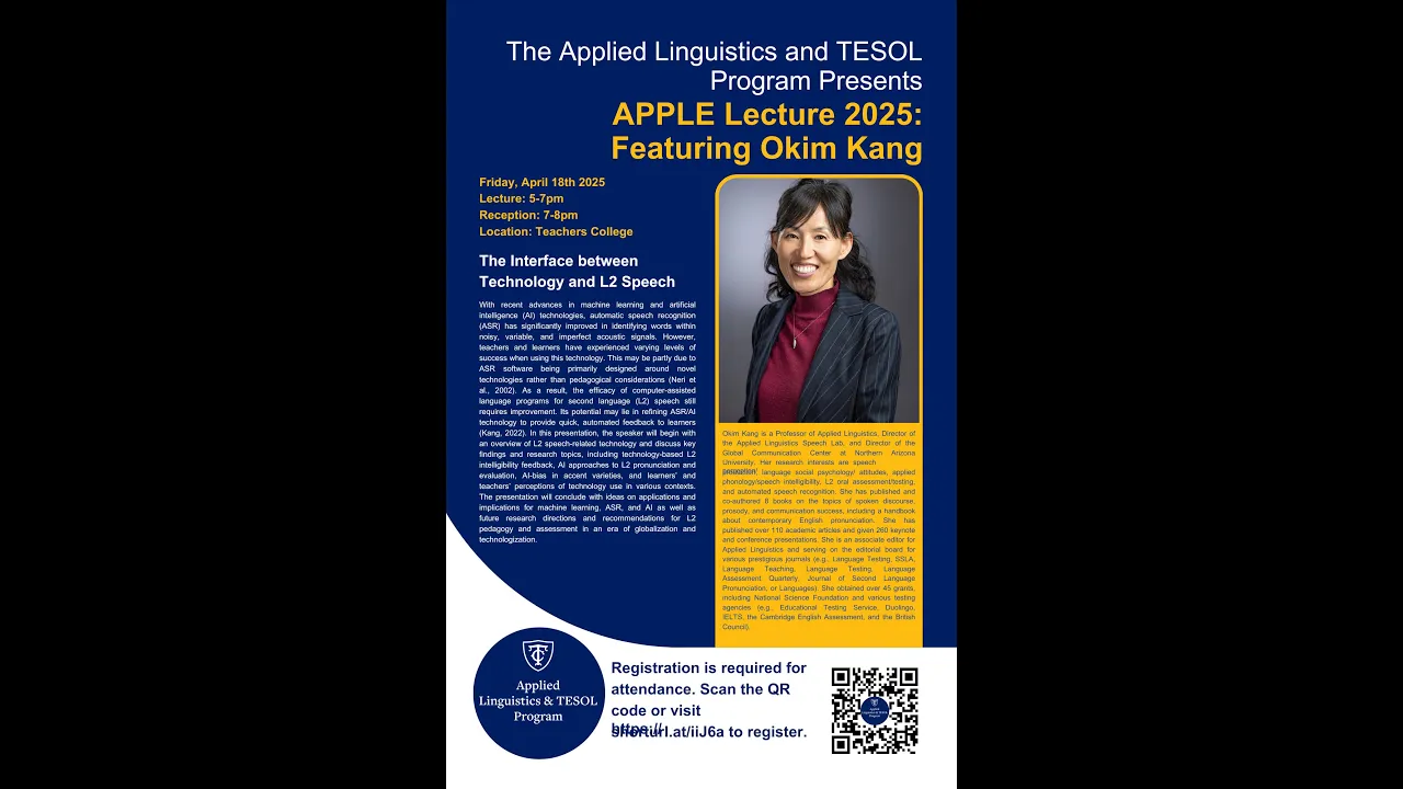 APPLE Interview with Dr. Okim Kang