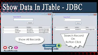 MySQL Record display in JTable jdbc mysql jtable example populate data from database jtable