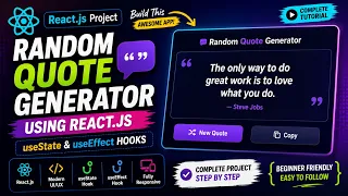 Random Quote Generator Using React js useState useEffect Hooks Complete Project Tutorial