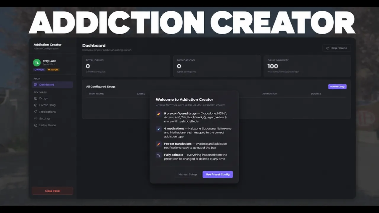 Windy City Addiction Creator / Useable Drugs Script