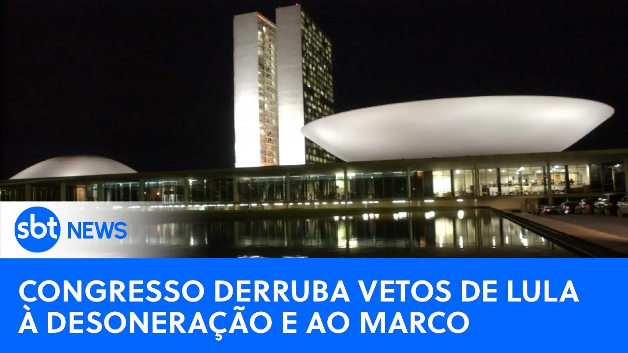 ???? SBT News na TV: Congresso derruba vetos de Lula à desoneração da folha e ao marco temporal