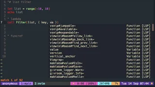 Vimscript Tutorial List filter