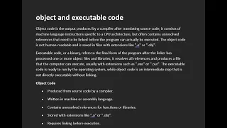 object and executable code
