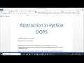 Python Abstraction Abstract Class Abstract method Object oriented Programming
