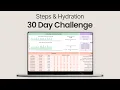Steps Hydration 30 Day Challenge Spreadsheet for Google Sheets Excel by Practical Sheets Co