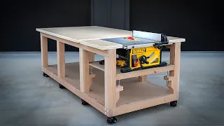 DIY Table Saw Workbench for DeWalt DWE7491 - Mobile Outfeed Assembly Table