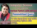 Parametrized Queries How to Take Input From User Interface Python with MYSQL Compupter Class-12