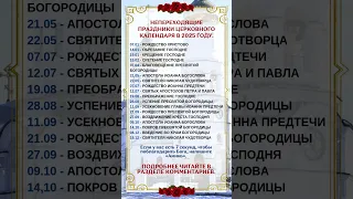 НЕПЕРЕХОДЯЩИЕ ПРАЗДНИКИ ЦЕРКОВНОГО КАЛЕНДАРЯ В 2025 ГОДУ 