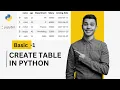 Create table in python using jupyter notebook python
