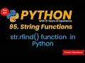 rfind Function in Python Built In Functions in Python rfind