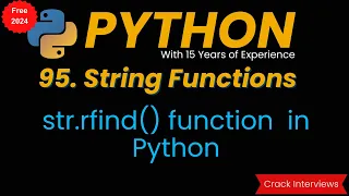 rfind Function in Python Built In Functions in Python rfind