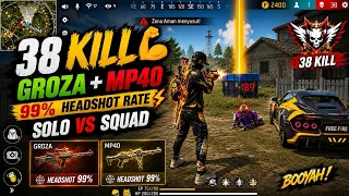38 Kill 💪 KORD+MAC10 99%Headshot Rate ⚡| Solo Vs Squad 🪂[ Full Gameplay ]