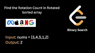 10 Find the Rotation Count in Rotated Sorted array Binary Search Hindi