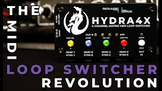 HYDRA4X - MIDI Controlled Matrix Loop Switcher w Volume Control and Parallel Loops