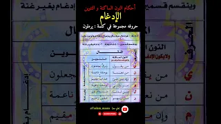 أحكام النون الساكنة و التنوين الإدغام و أمثلته فوائد الإدغام التجويد قواعد التجويد قرآن 