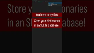 Store Dictionaries In SQLite