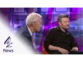 Charlie Brooker teaches Jon Snow to play games Channel 4 News