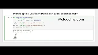 100 Days Python Loop Challenge Day 8 Printing Special Characters Pattern right to left diagonally