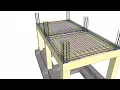 Two way RC solid slabs beams columns rebar placement reinforcement details - 3D animation