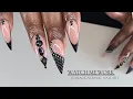Luxury Matte Black Stiletto Nails 3D Art Caviar Beads French Tips