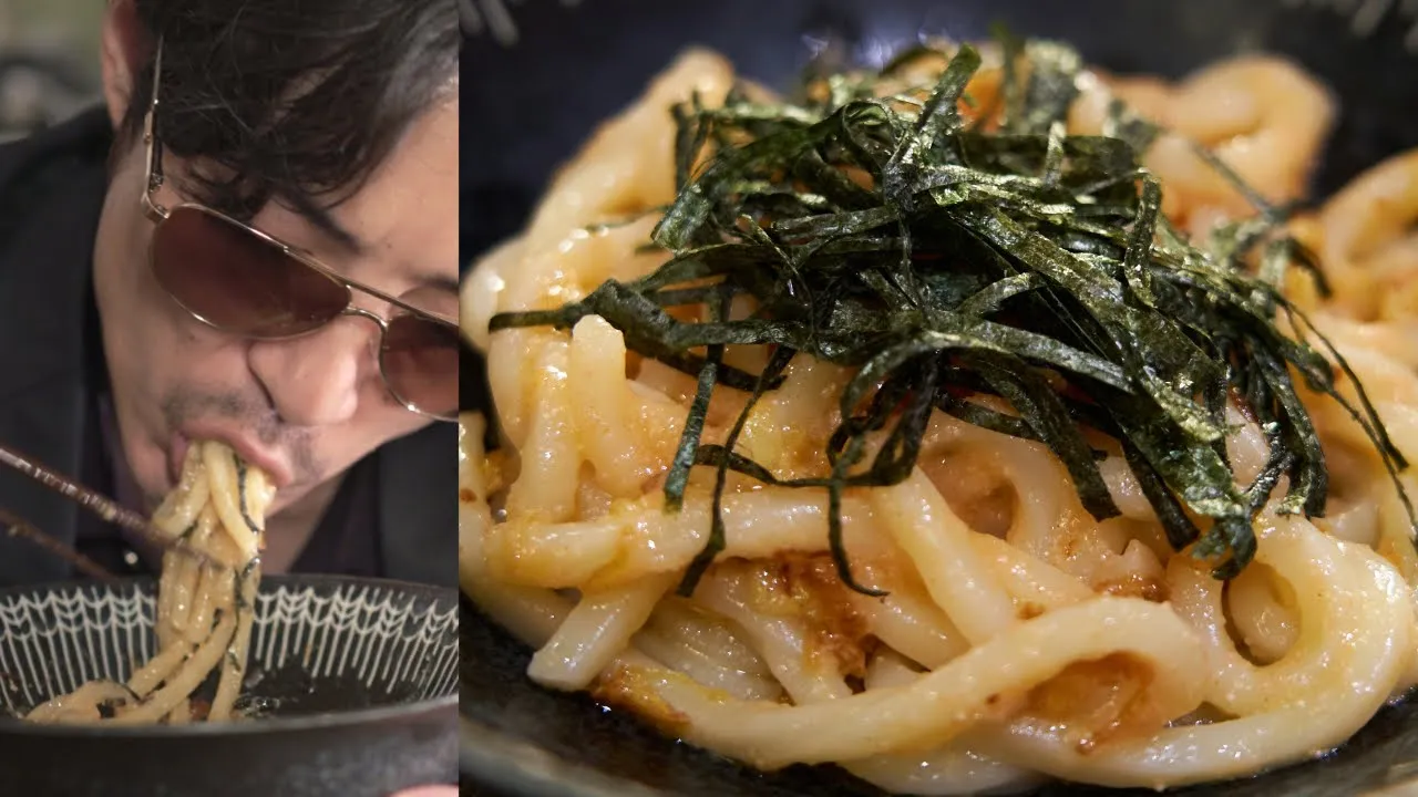 焦がしニンニクと明太バターうどん