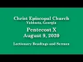 Christ Episcopal Church Lectionary Readings and Sermon August 9 2020