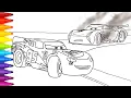 Lightning McQueen vs Jackson Storm CARS 4 Drifting Drawing and Coloring Pages Tim Tim TV