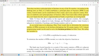 Bank Location Problem Integer Binary Problem Formulation for Excel Solver