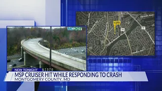 MSP trooper hospitalized after cruiser struck while responding to crash