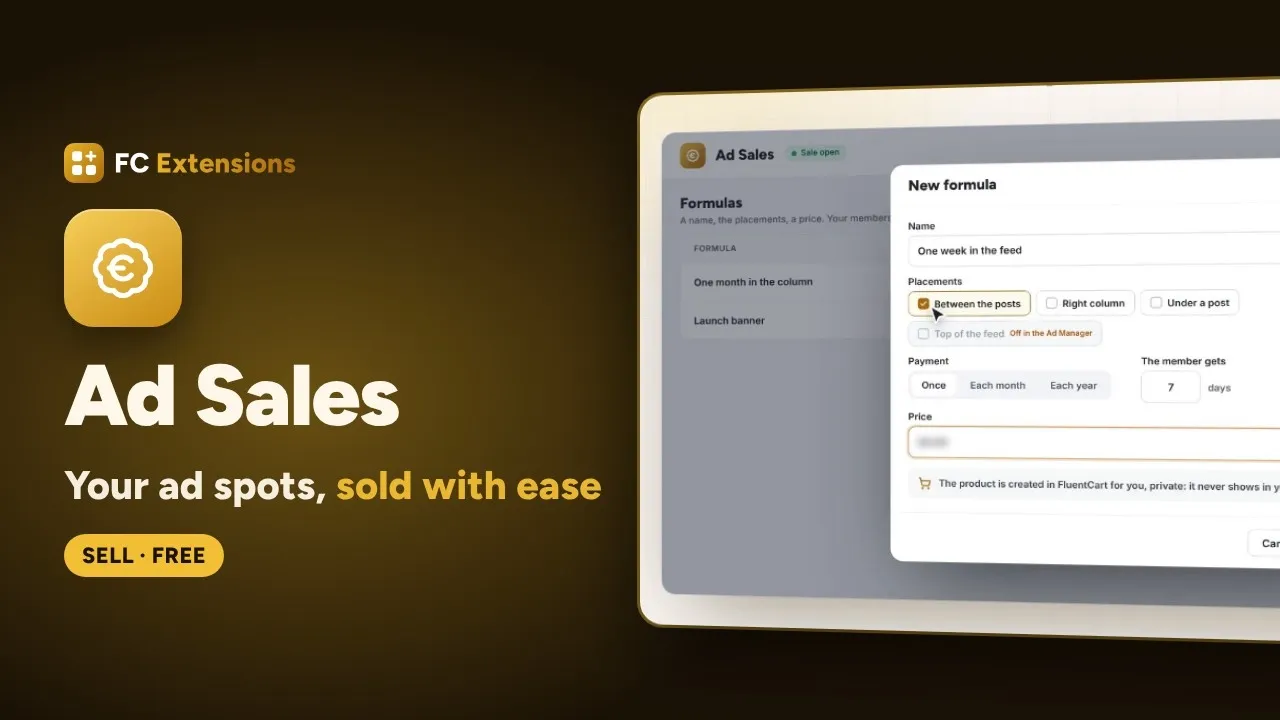 Ad Sales for FluentCommunity: let advertisers buy their own ad spot